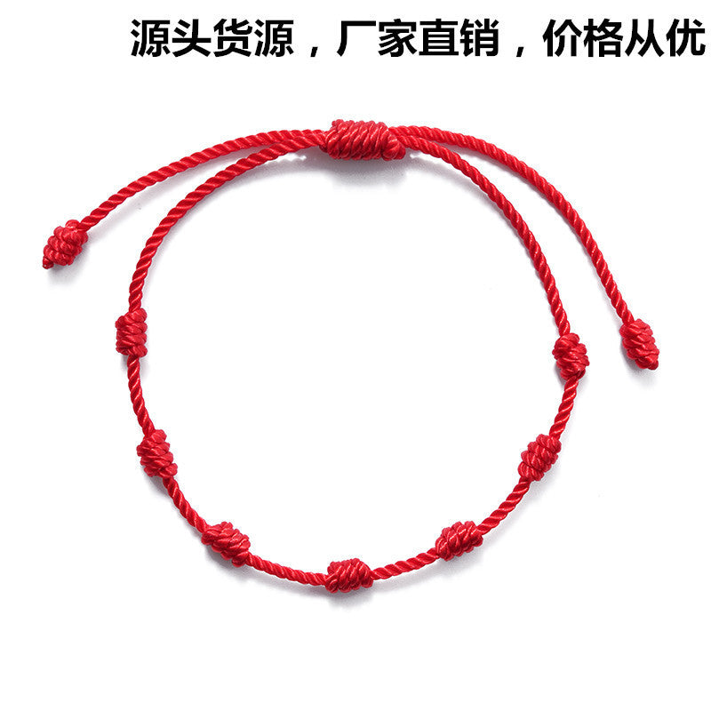 Minimalist Geometric Braided Lucky Knot Bracelet Unisex Adjustable Red String Hand Rope