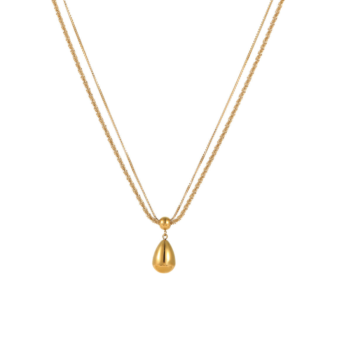 Minimalist Teardrop Pendant Necklace in Stainless Steel with 18K Gold Plating for Women
