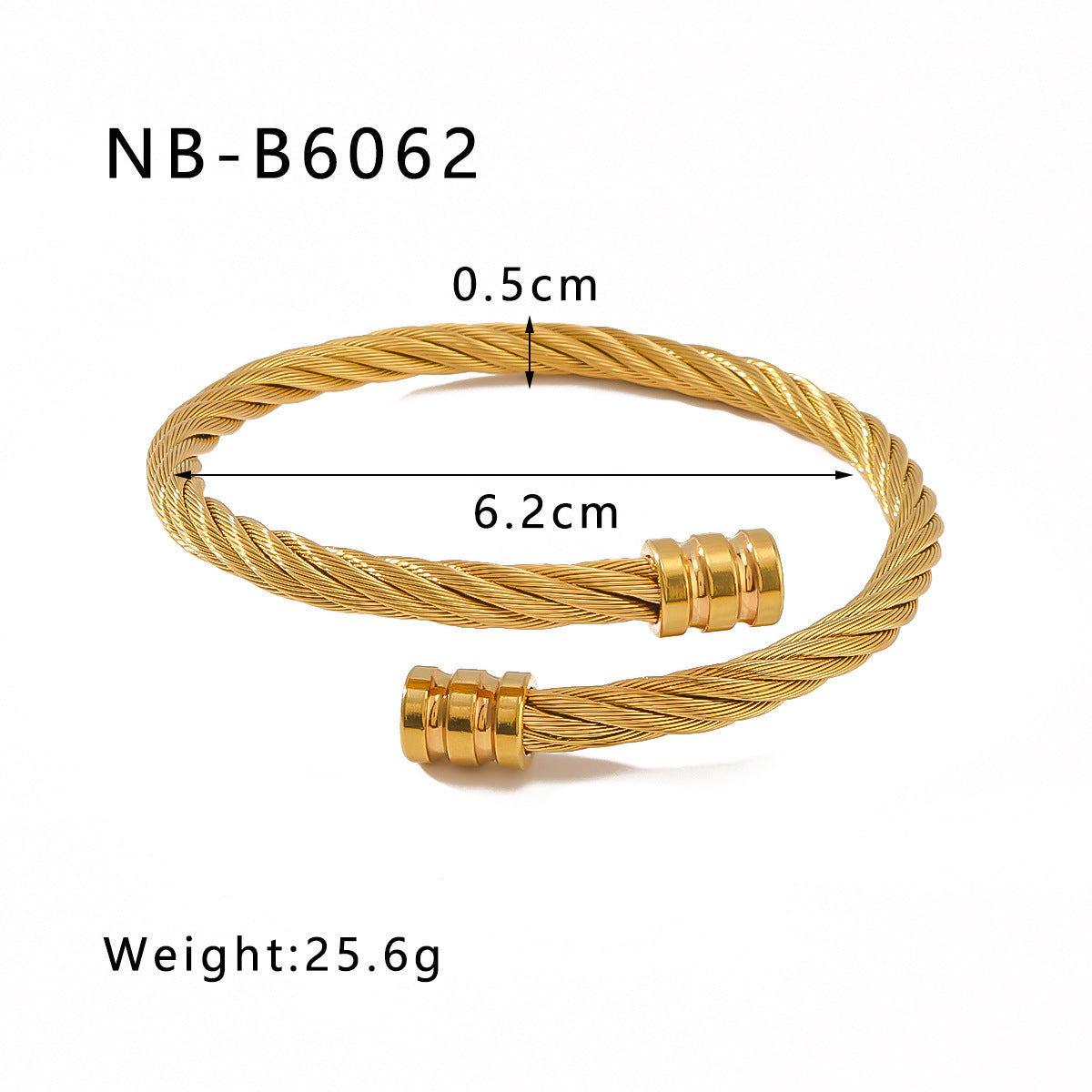 Minimalist Geometric Textured Titanium Steel Bracelet with 18K Vacuum Gold Plating for Women