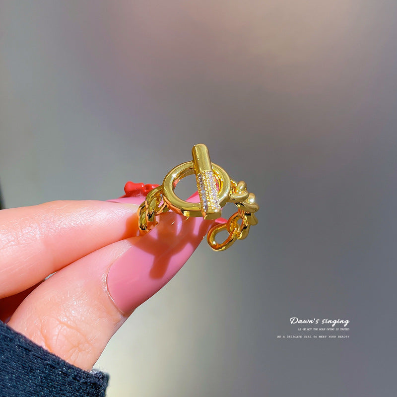 Minimalist Adjustable Open Ring for Women with Crown Shape in Brass and Zircon Inlay