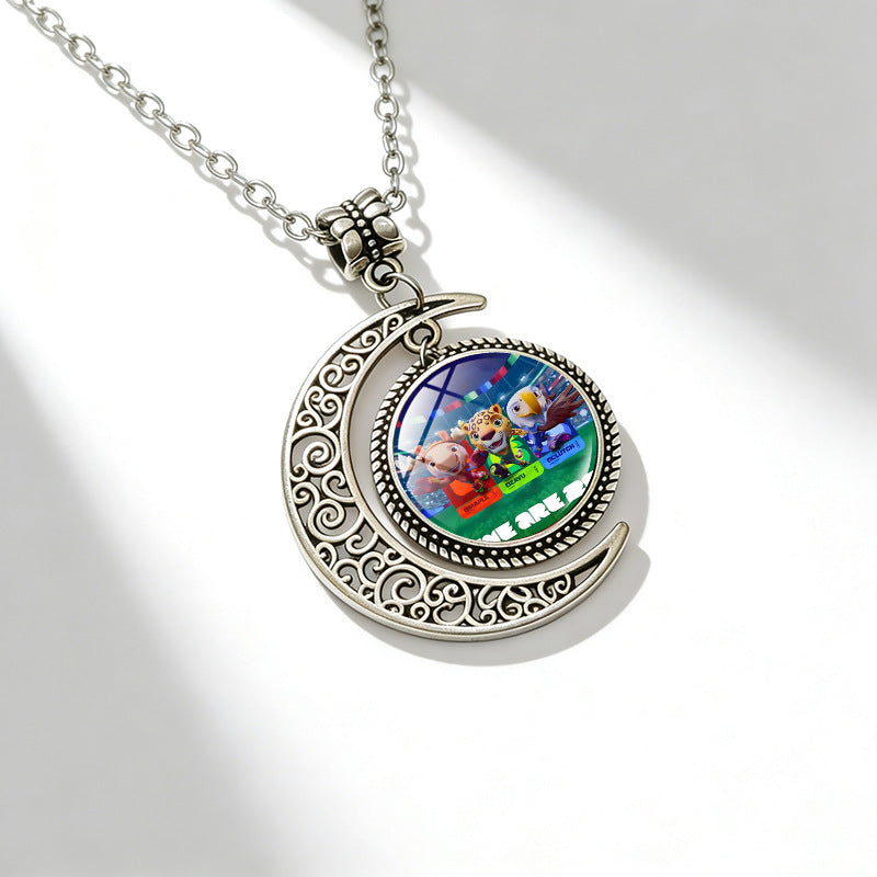 Sporty Geometric Alloy Plated Necklace with Crystal Pendant Unisex Cable Chain