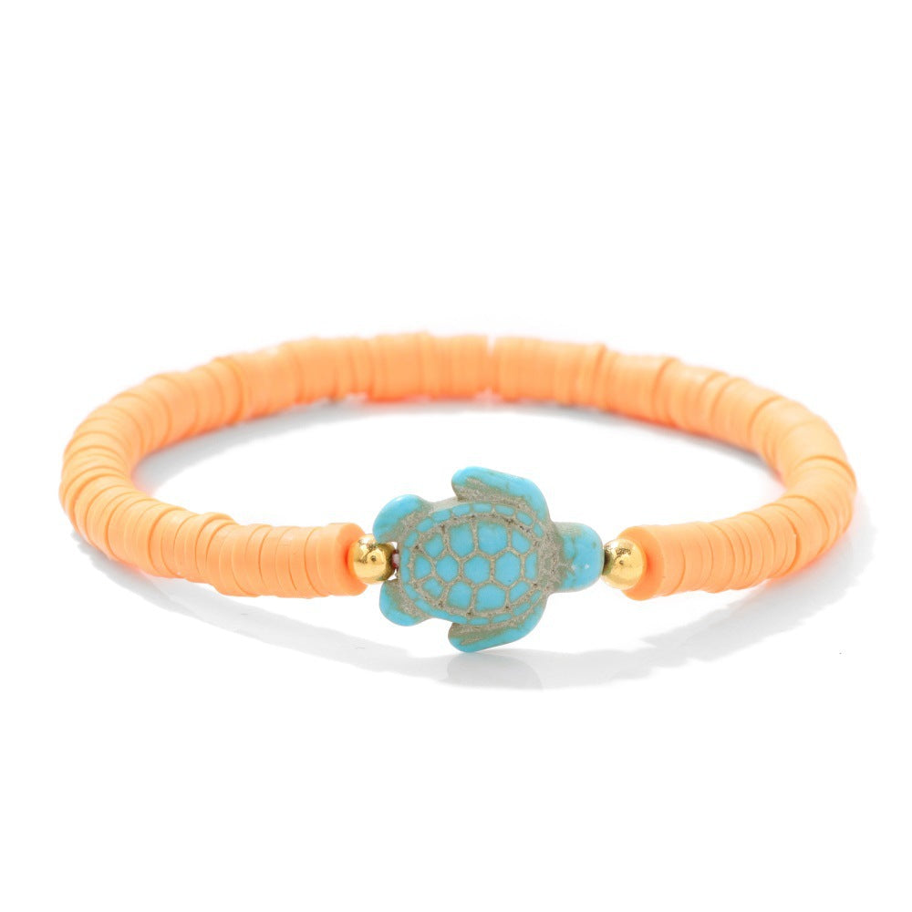 Bohemian Turquoise Turtle Resin Bracelet Unisex Handmade Elastic Bangle