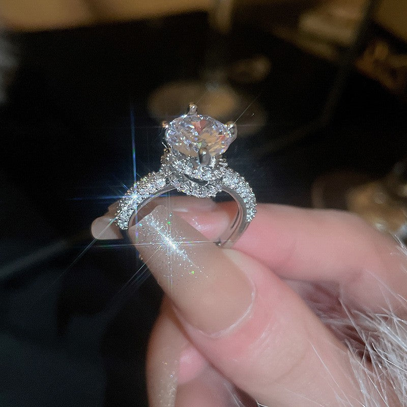 Anello elegante e geometrico ispirato alle perle con intarsio in zircone da donna, anello minimalista alla moda da dito indice, gioielli di lusso per le mani