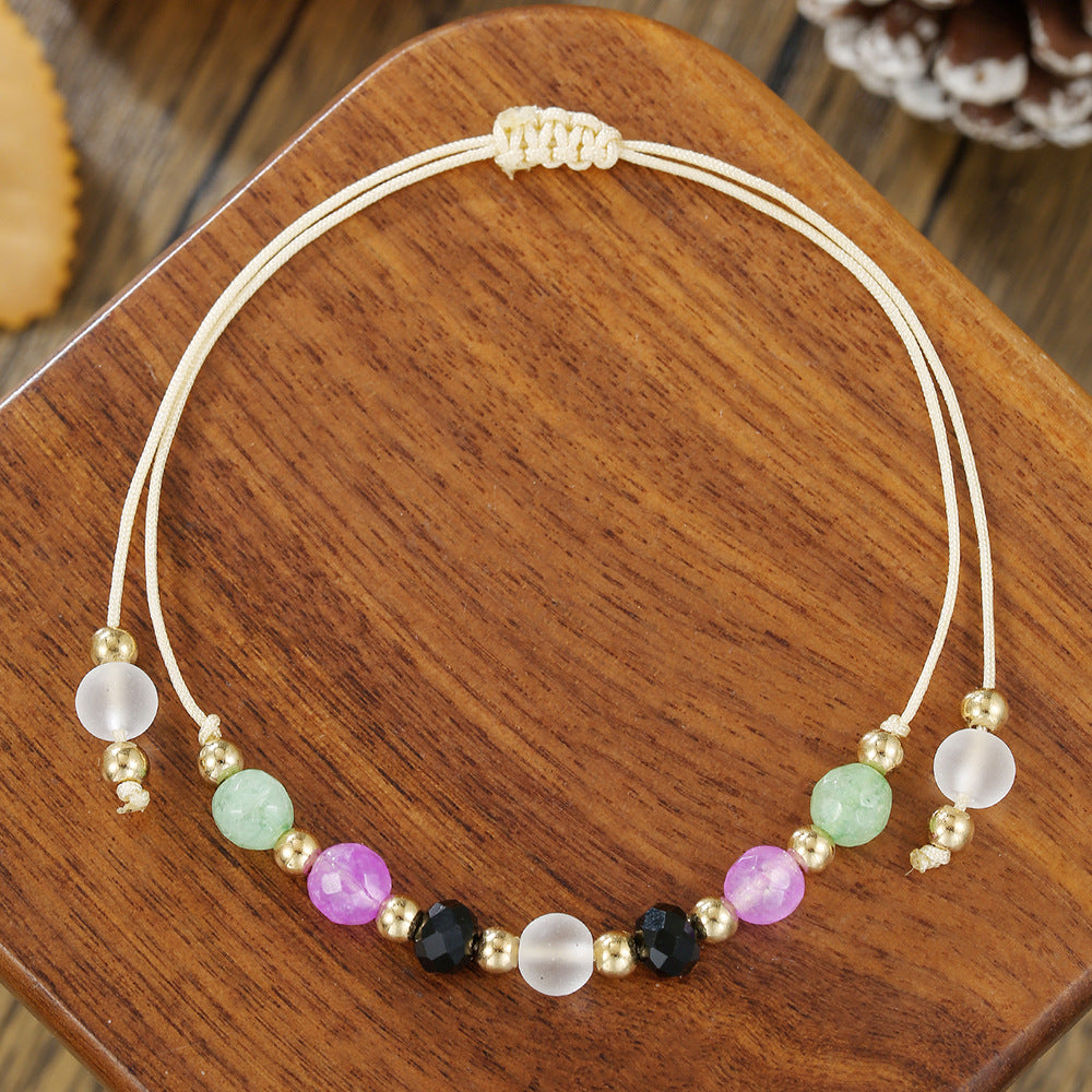 Minimalist Bohemian Cross Heart Geometric Handmade Crystal Pearl Beaded Bracelet
