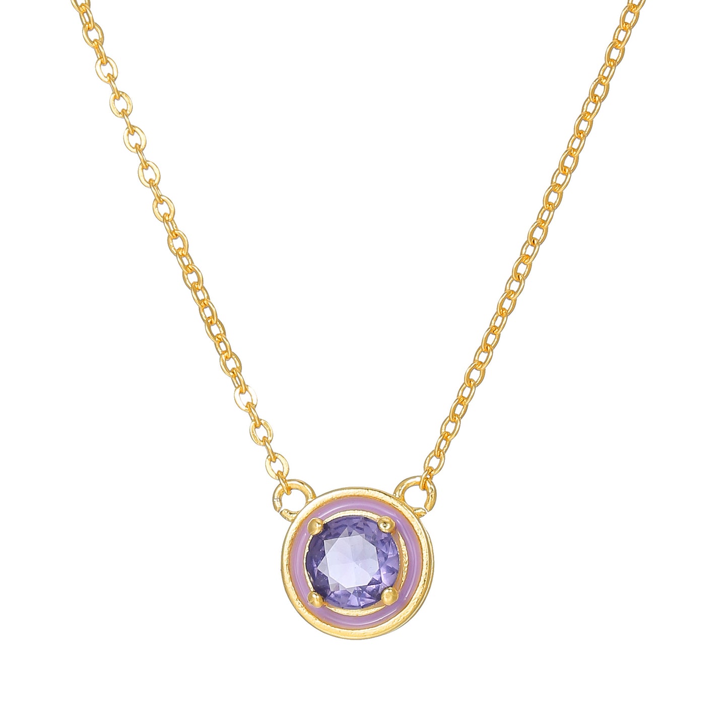 Fashion Commuter Style Round Rhinestone Collar Necklace for Women in Stainless Steel with 14K Gold Plating