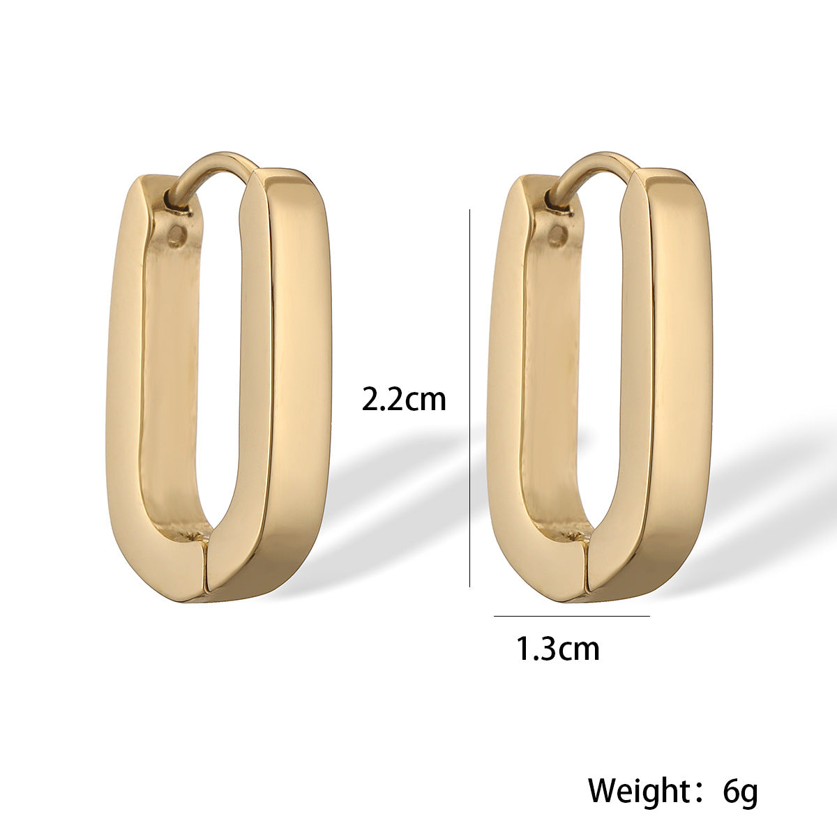 Minimalist 18K Gold Plated Stainless Steel Geometric U-Shaped Earrings for Women