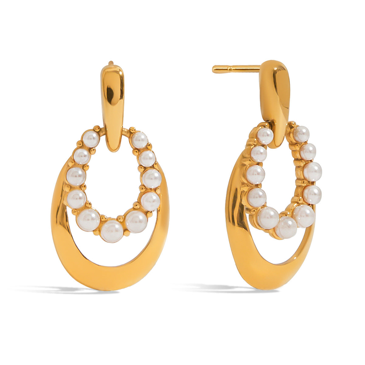 Orecchini a perno geometrici in acciaio inossidabile con placcatura, gioielli di lusso ipoallergenici da donna