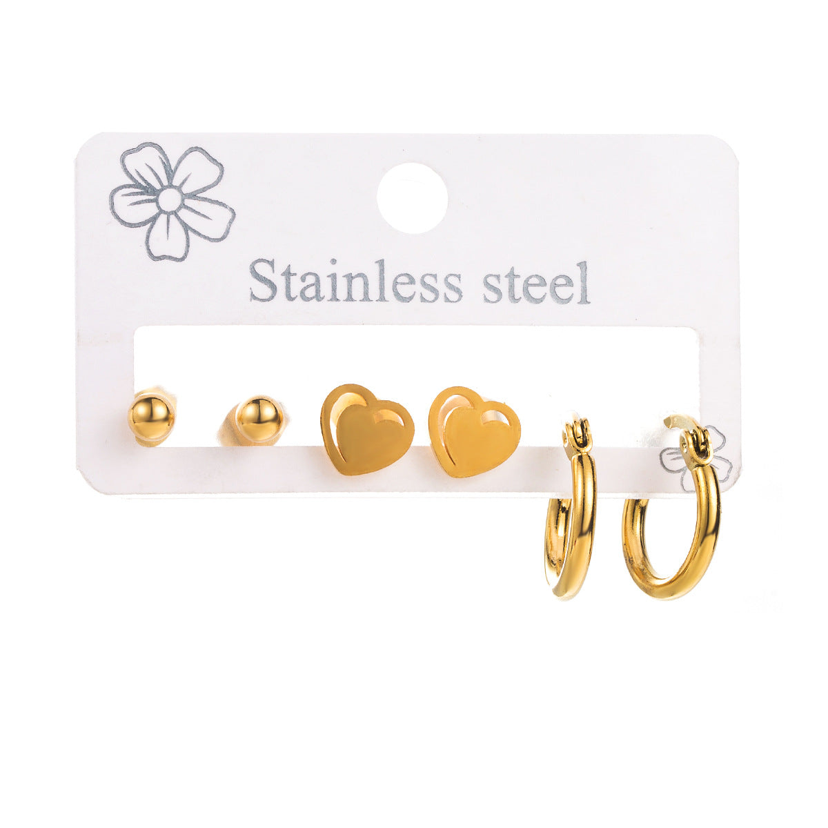 Orecchini a Cerchio da Donna in Acciaio Inossidabile Placcato Oro 18K, con Motivo Geometrico, Luna e Stella, Stile Dolce e Cool