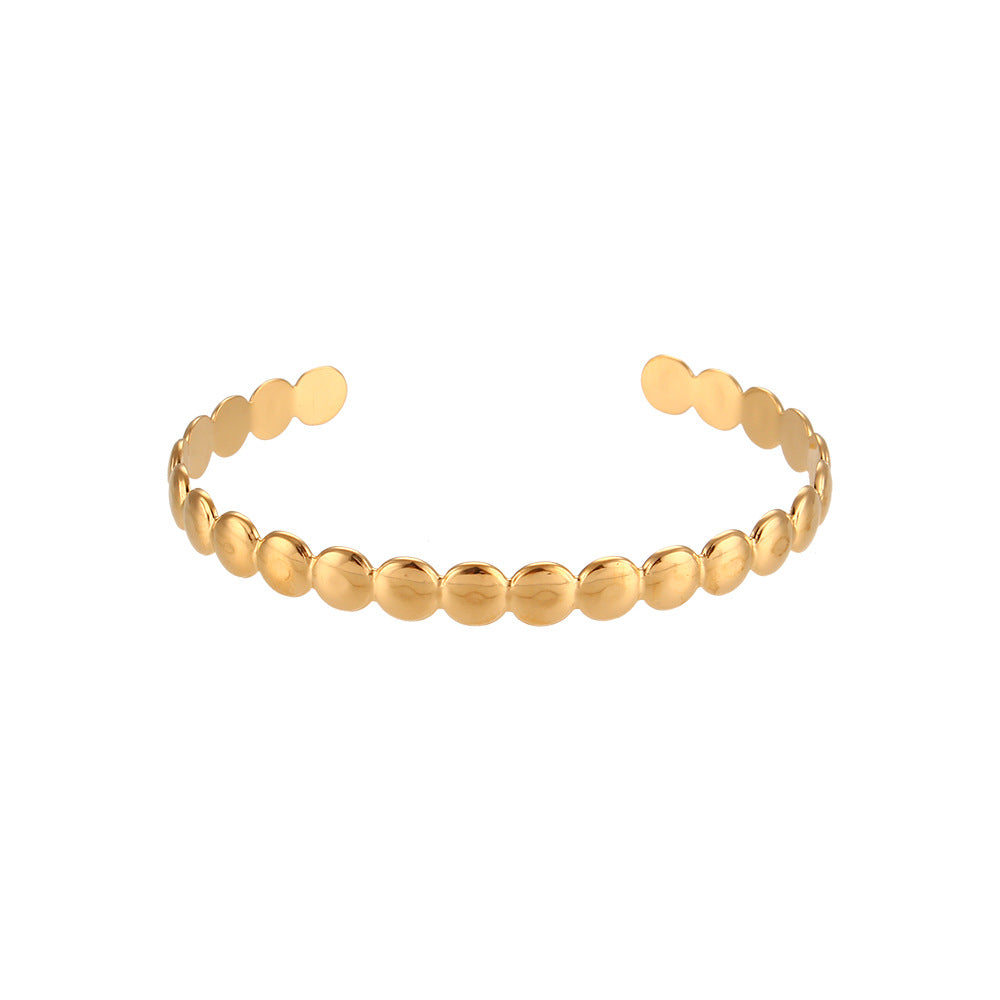 Bracciale Minimalista in Acciaio Inossidabile con Polsino a Treccia Intrecciata Regolabile e Superficie Testurizzata