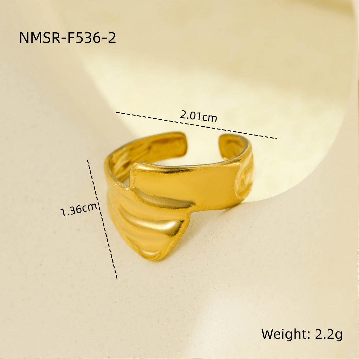 Anello aperto geometrico minimalista in acciaio inossidabile con placcatura in oro 18 carati, design multistrato cavo da donna