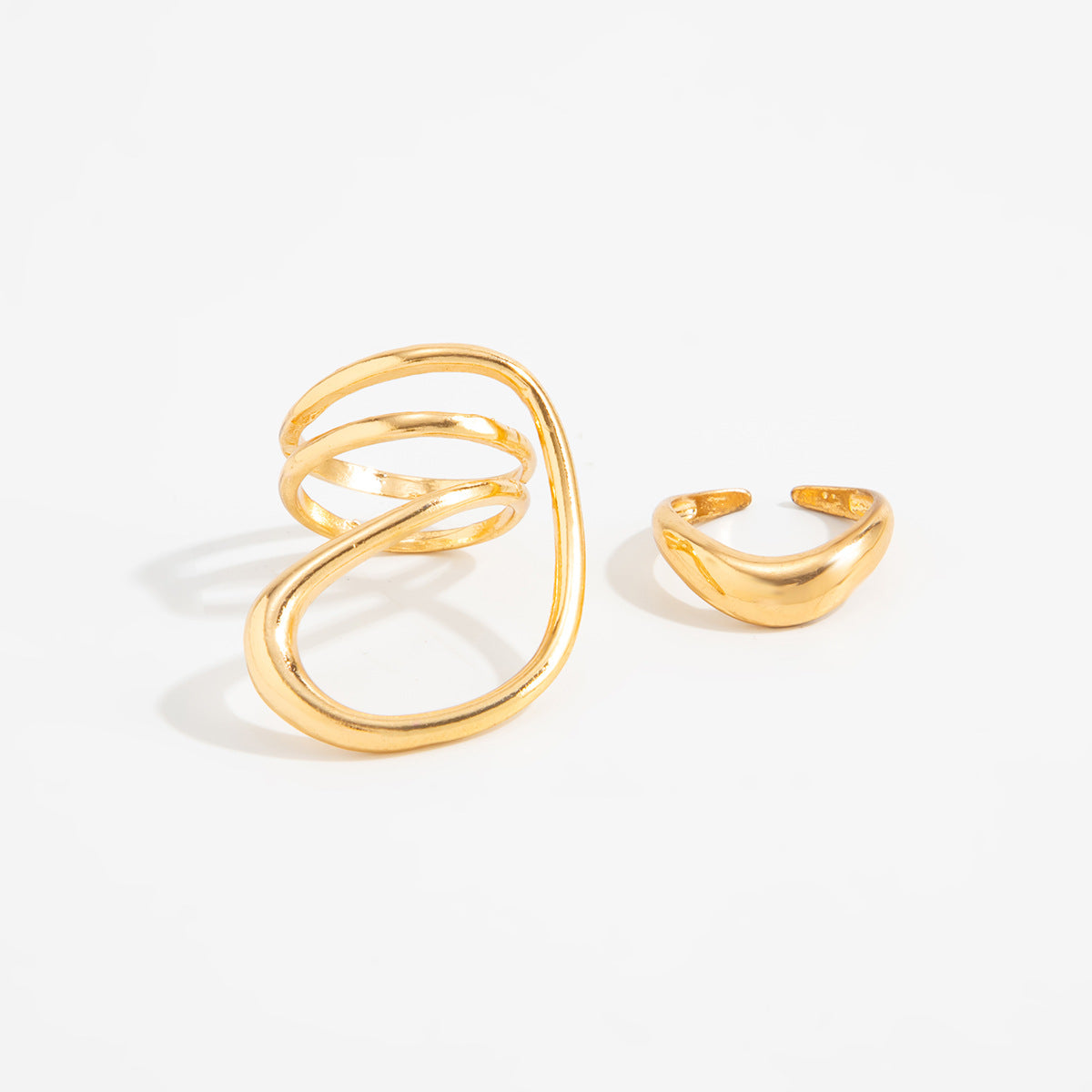 Geometric Hollow Polished Alloy Toe Ring Set for Women