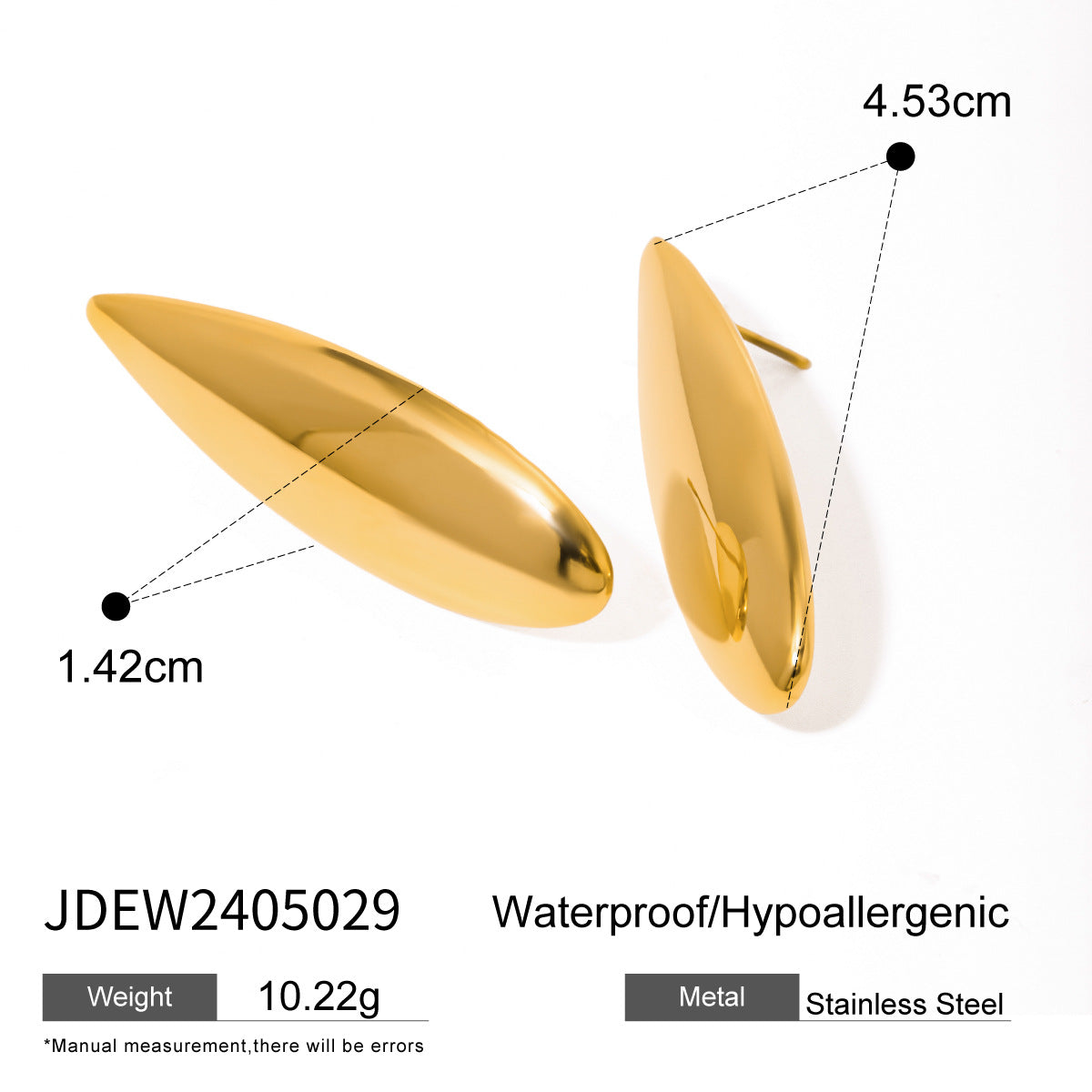 Minimalist 18K Gold Plated Teardrop Stainless Steel Earrings