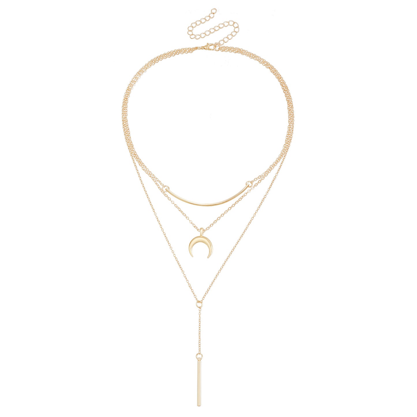 Collar con colgante de luna creciente estilo vintage para mujer con longitud ajustable, cadena de medallón de aleación chapada en oro