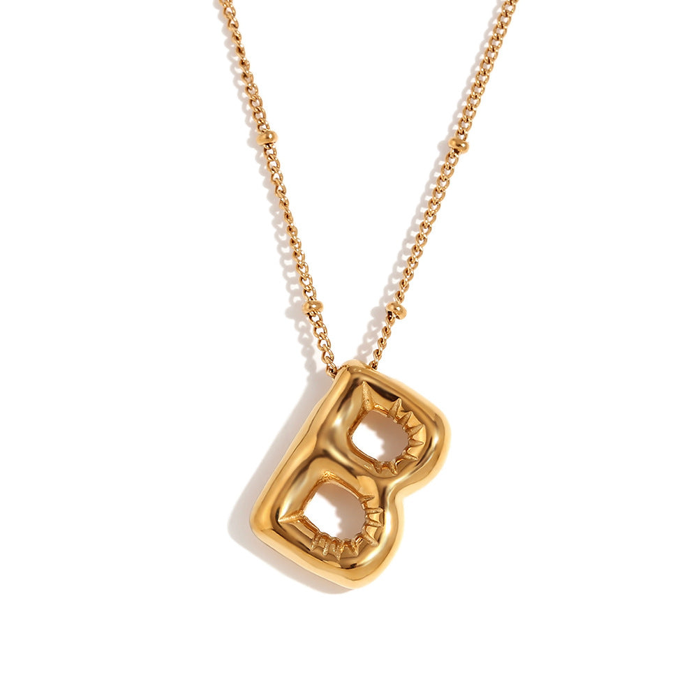 Fashionable Letter-Shaped Stainless Steel Pendant Necklace with 18K Gold Plating for Women