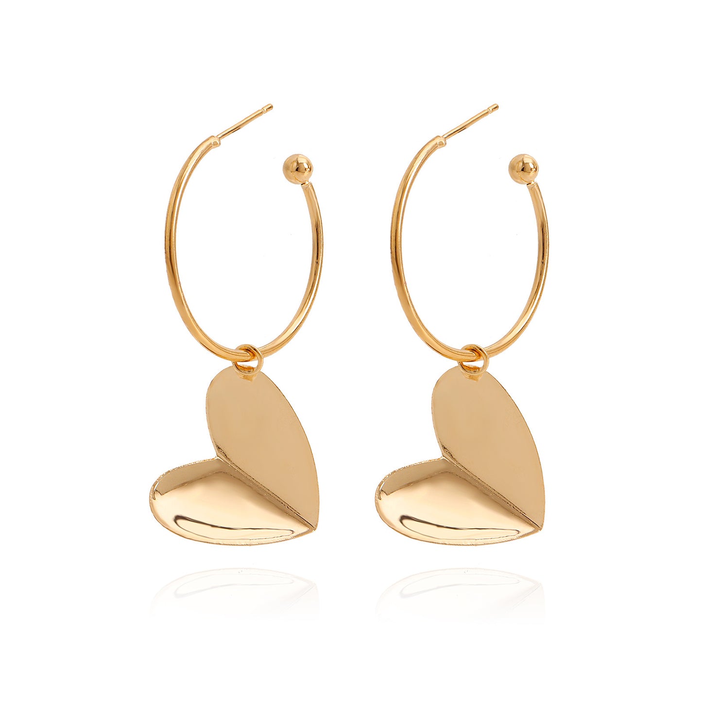Geometric Large Hoop Heart Pendant Earrings for Women Alloy Electroplated Fashion Jewelry