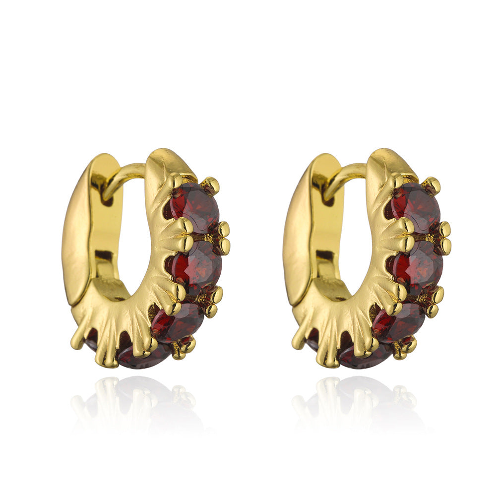 Minimalist Geometric Copper Earrings with 18K Gold Plating and Micro-Pavé Zirconia for Women