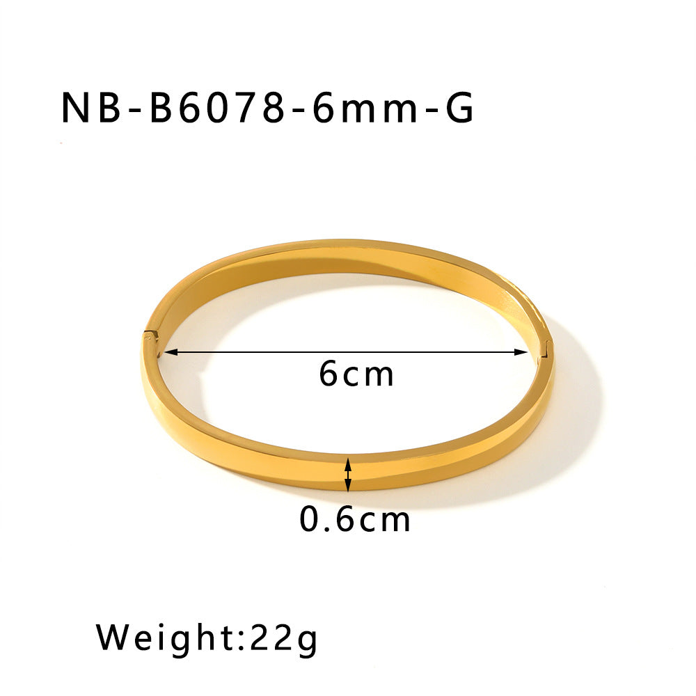 Minimalist Stainless Steel Bracelet for Women with Vacuum Gold Plating Polished Spherical Toggle Clasp