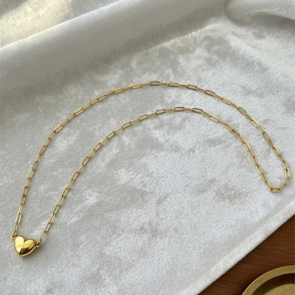 Minimalist Heart Pendant Stainless Steel Plated Cable Chain Necklace for Women