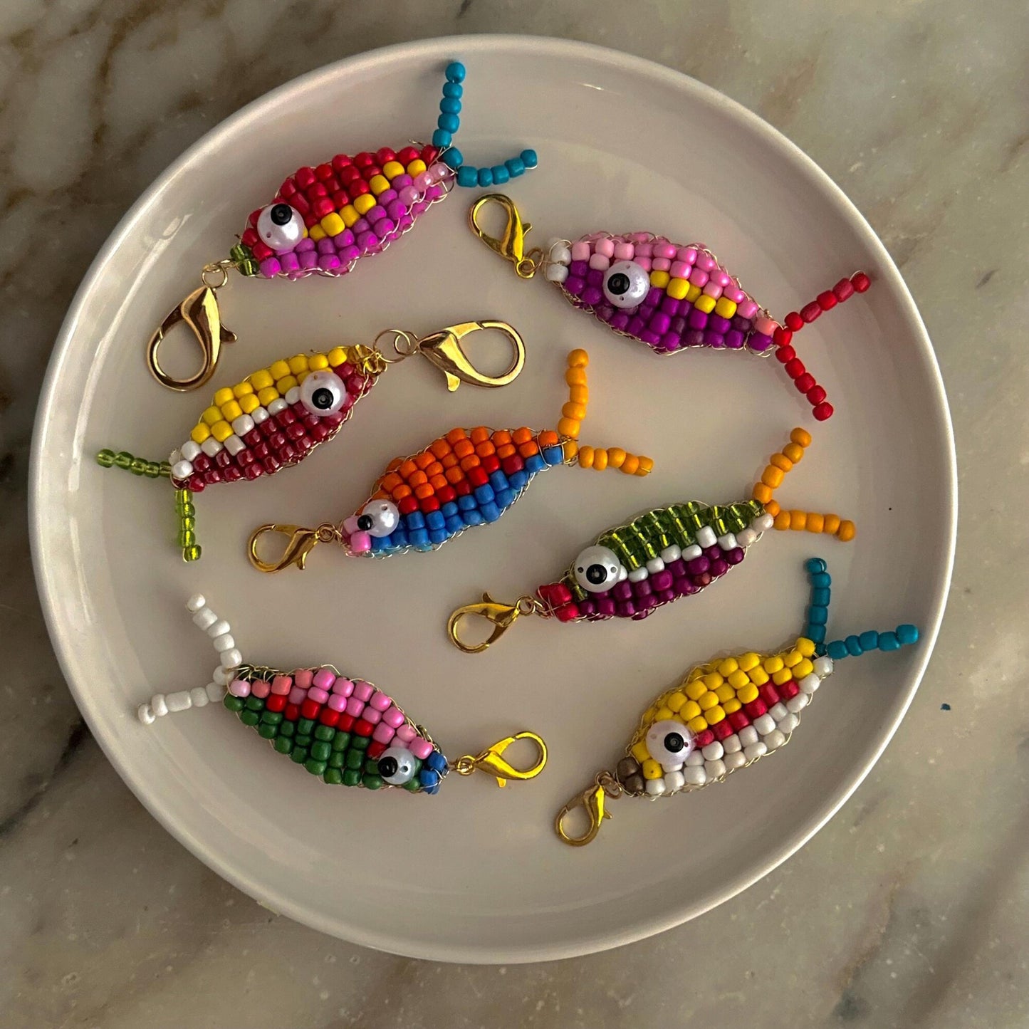 Portachiavi con ciondolo a forma di pesce colorato in acciaio inossidabile placcato, accessorio per borsa