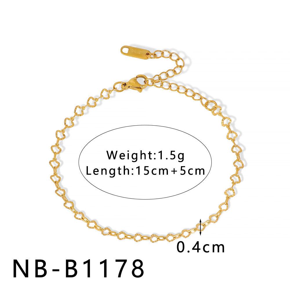 INS Style Geometric and Letter-Shaped Titanium Steel Stainless Steel Bracelet with 18K Gold Plating for Couples