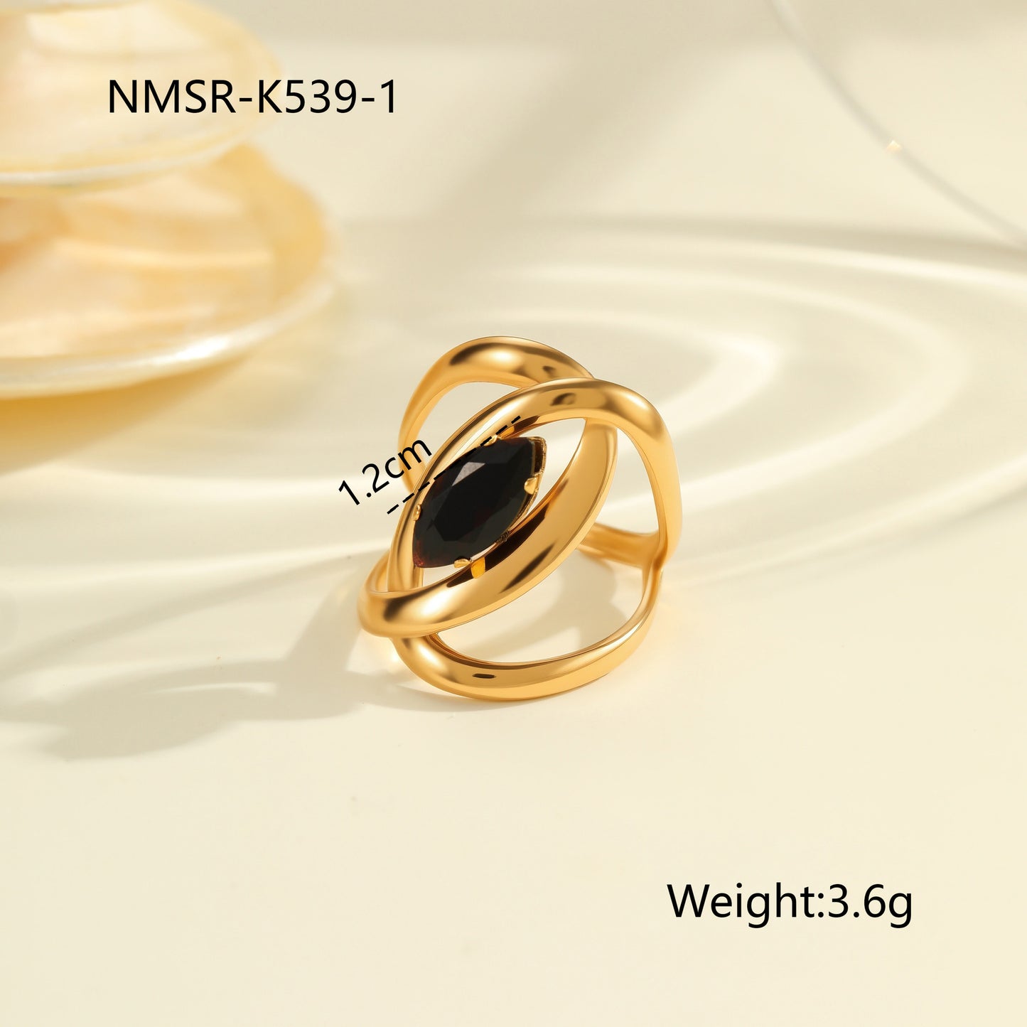 Anillo de acero titanio geométrico minimalista con incrustaciones de diamantes de imitación, banda abierta ajustable para mujer