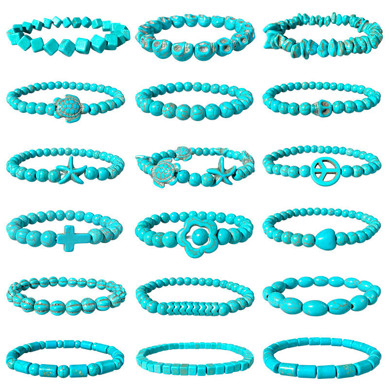 Bohemian Geometric Natural Turquoise Beaded Bracelet Unisex