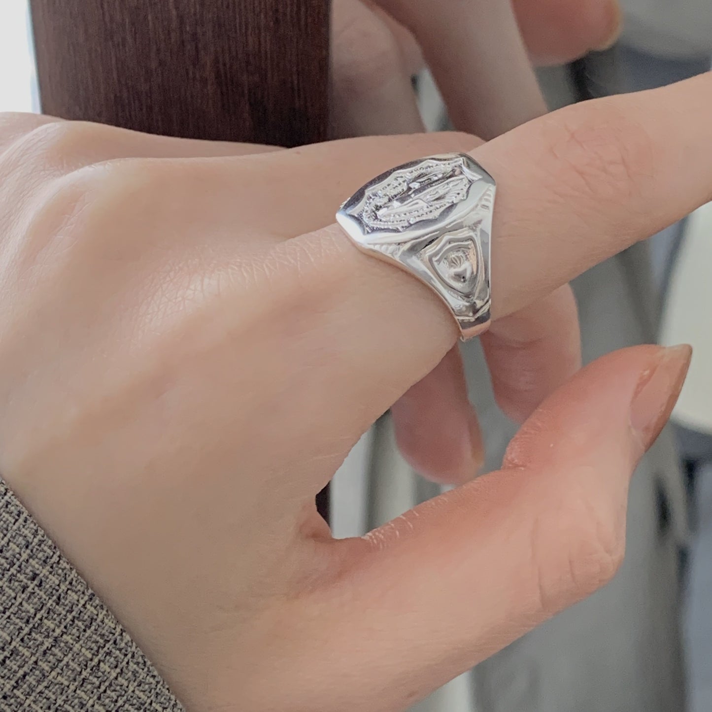 Anello a croce lucido minimalista vintage in argento sterling 925