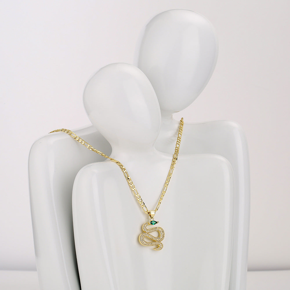 Collana a serpente geometrico in rame placcato oro 18K da donna, stile lusso minimalista