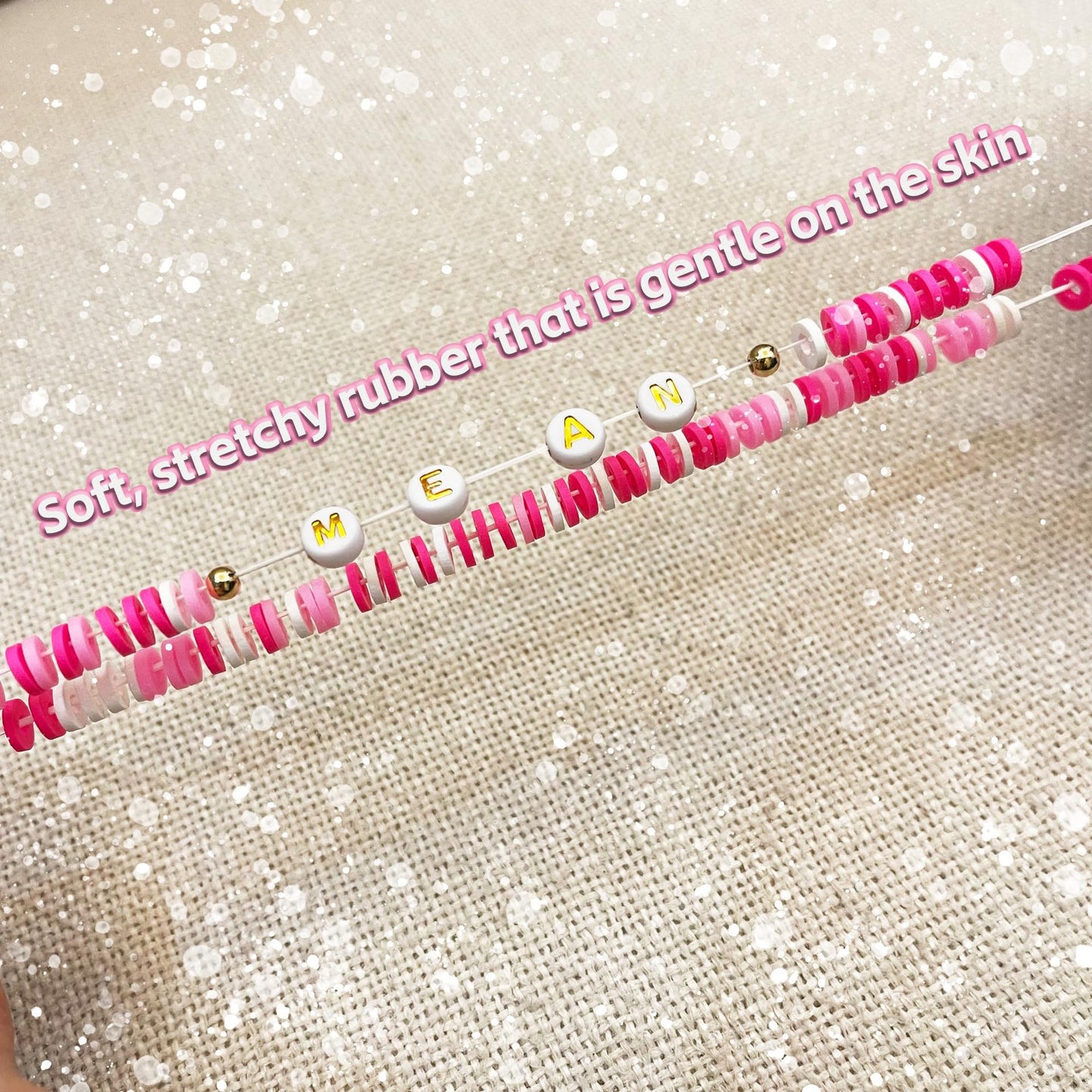 Sweet Geometric Heart Letter Resin Bracelet Set Unisex