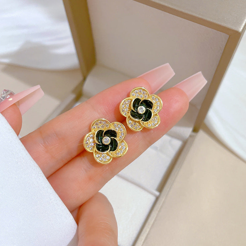 Geometric Stud Earrings for Women with Plated Copper Design, Elegant Long Tassel Drop Earrings, Sweet Style Jewelry