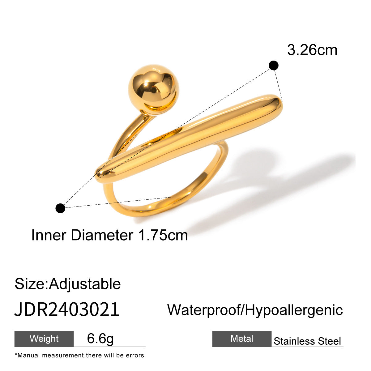 Minimalist Geometric Plated Stainless Steel Open Ring