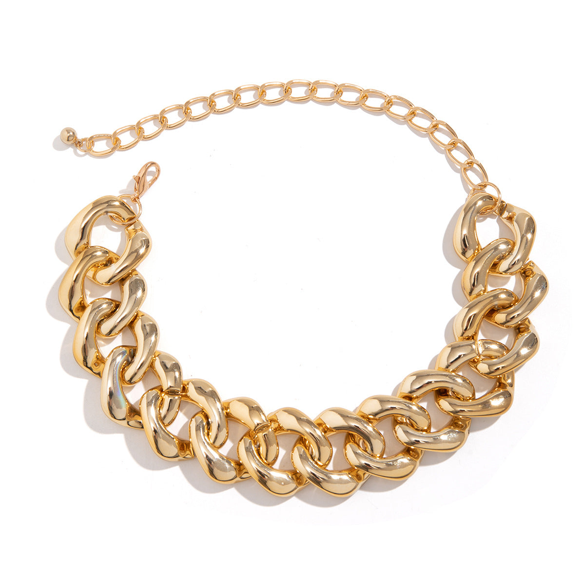 Punk Hip-hop Minimalist Geometric Plated Alloy Necklace with Brass Pendant for Women