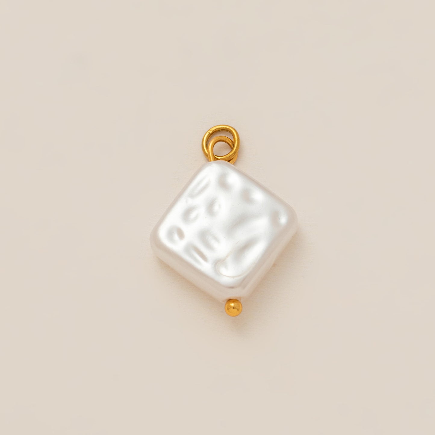 Vintage Geometric Stainless Steel 18K Gold Plated PVD Pearl Shell Pendant Necklace DIY Charm Bar Cable Chain Unisex 9g