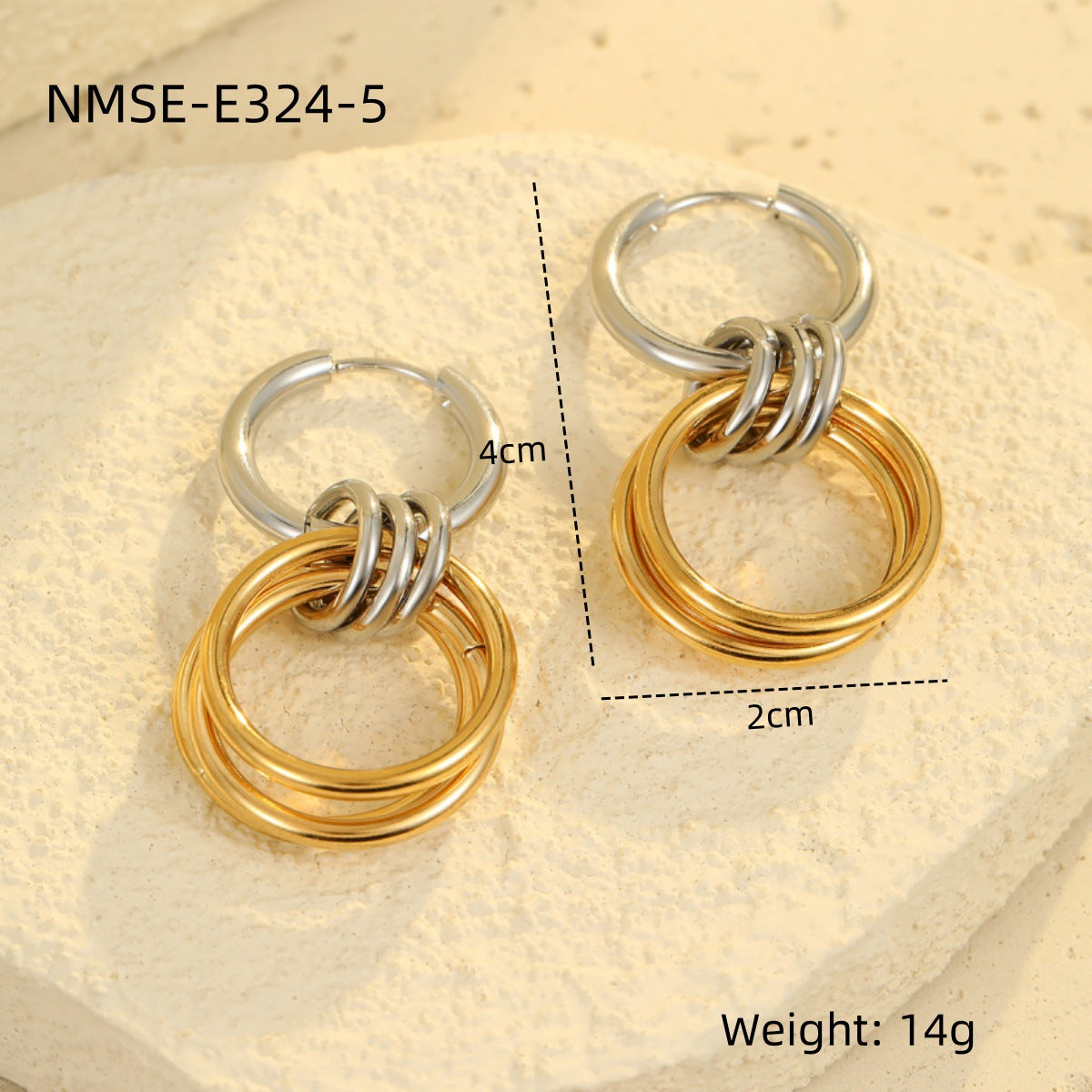 Pendientes de aro minimalistas geométricos de acero inoxidable con chapado en oro y plata para mujer