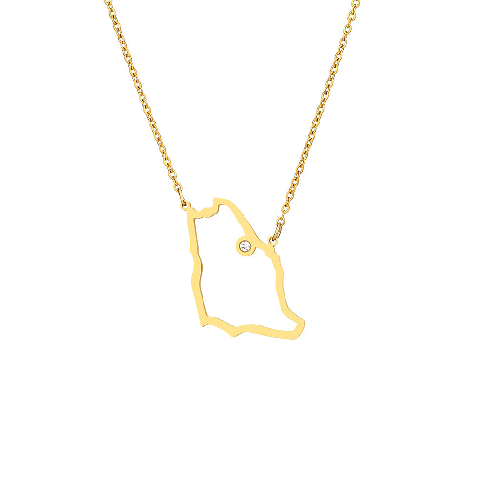 Collana con Ciondolo Geometrico in Acciaio Inossidabile da Donna con Ciondolo in Acciaio al Titanio e Finitura Placcata