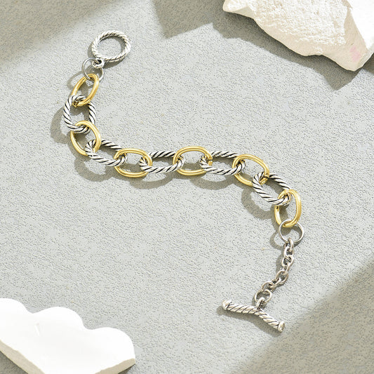 Pulsera geométrica vintage para mujer con diseño apilable multicapa de cobre chapado para uso diario