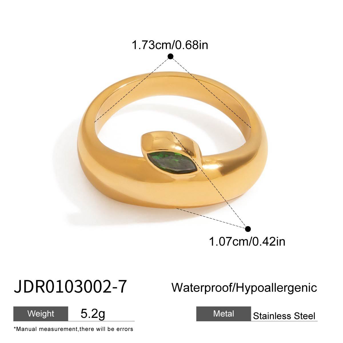 Luxury Elegant Geometric Apple Cubic Zirconia Plated Stainless Steel Ring for Women