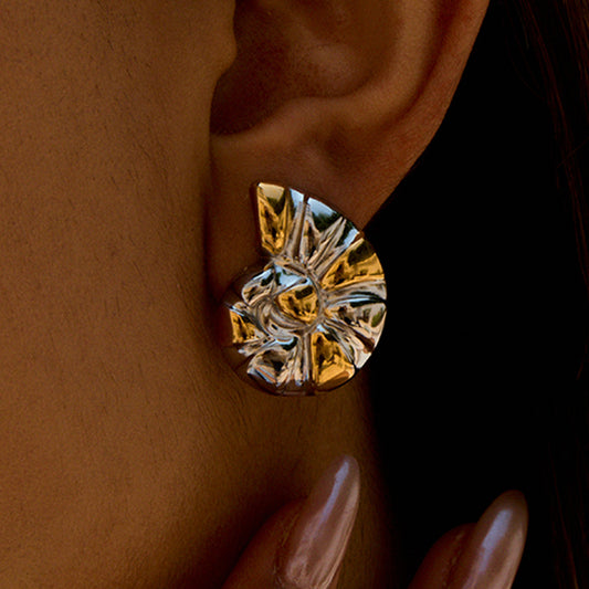 Pendientes minimalistas de abulón geométricos en acero inoxidable con acabado chapado para mujer