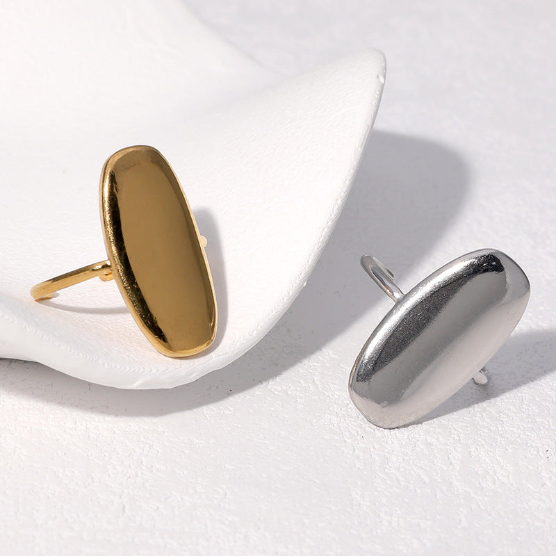 Anello Aperto Geometrico Minimalista Vintage in Acciaio Inox Placcato Oro 18K per Donna
