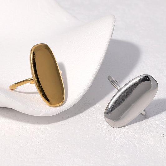 Anello Aperto Geometrico Minimalista Vintage in Acciaio Inox Placcato Oro 18K per Donna
