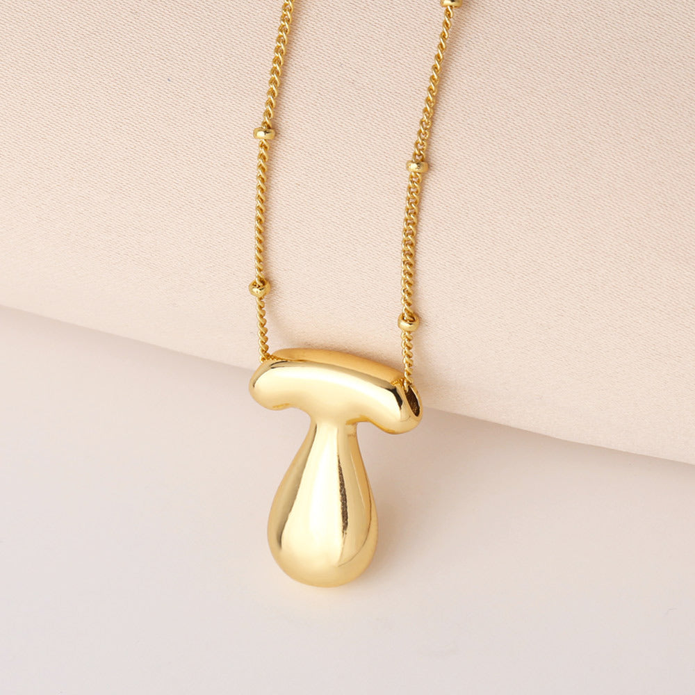 Minimalist Gold Plated Brass Letter Pendant Necklace Cable Chain Unisex Jewelry