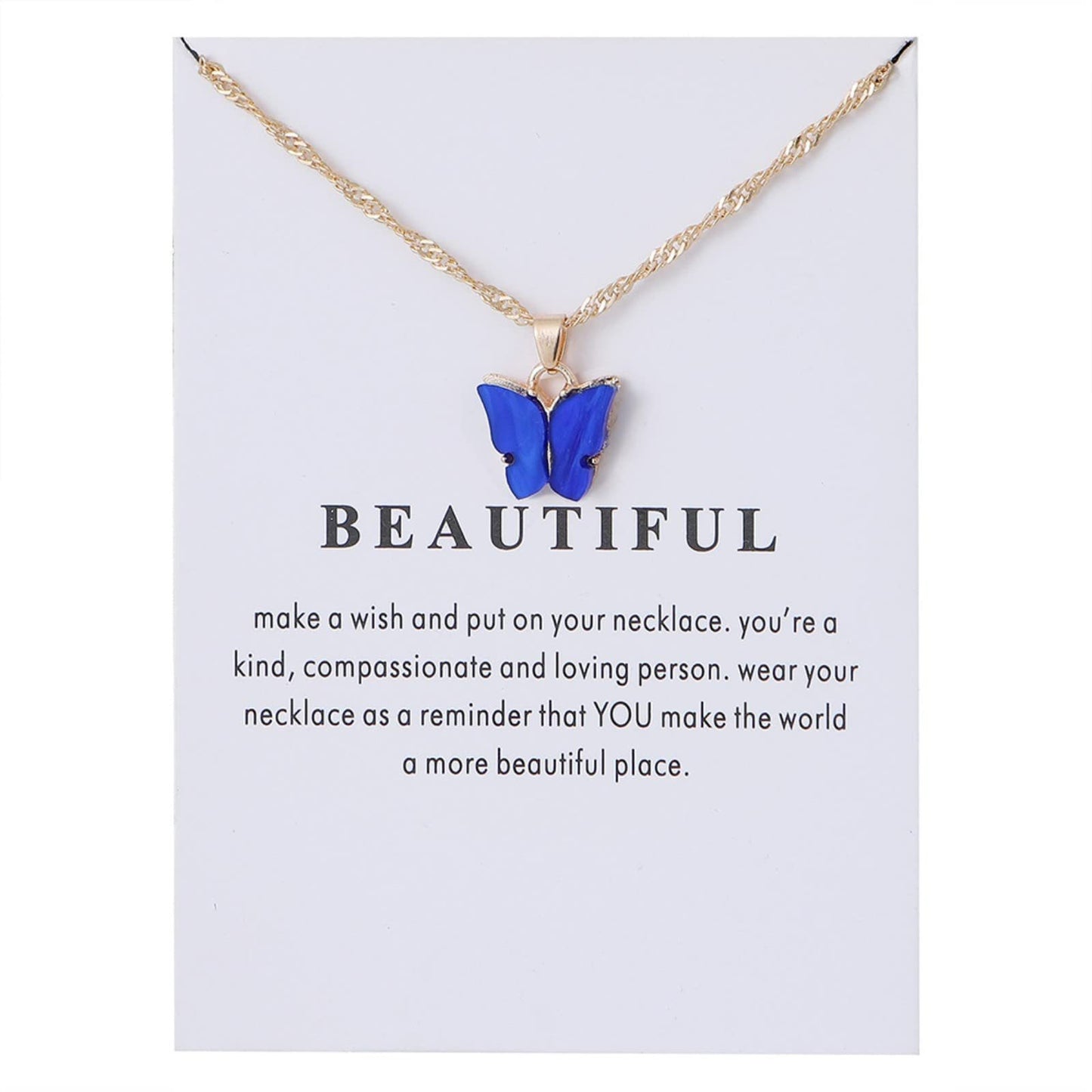 Sweet Minimalist Butterfly Acrylic Pendant Necklace for Women