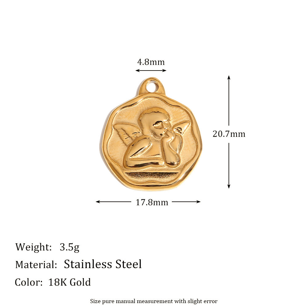 Vintage-Style Oval Charm Pendant in Stainless Steel with 18K Gold Plating for DIY Jewelry Making