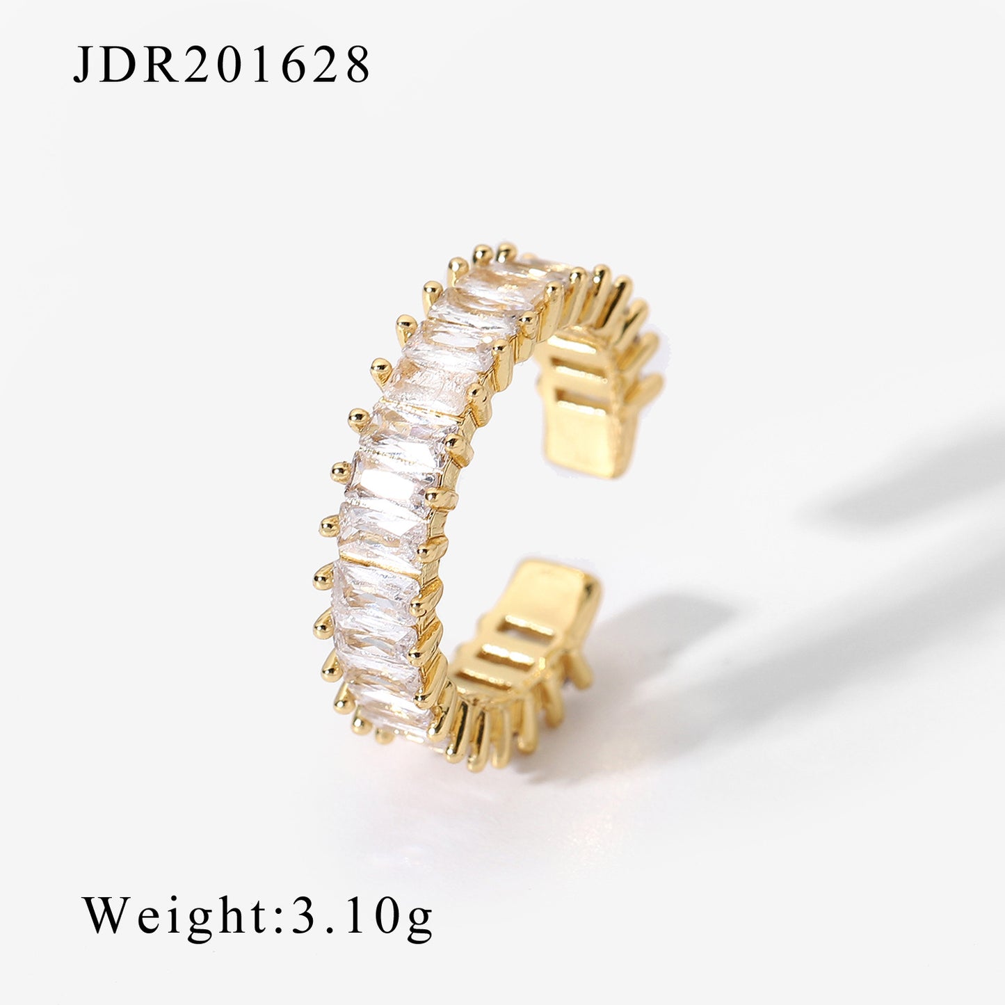 Elegant Geometric Stainless Steel Ring with Cubic Zirconia Plated Finish for Women
