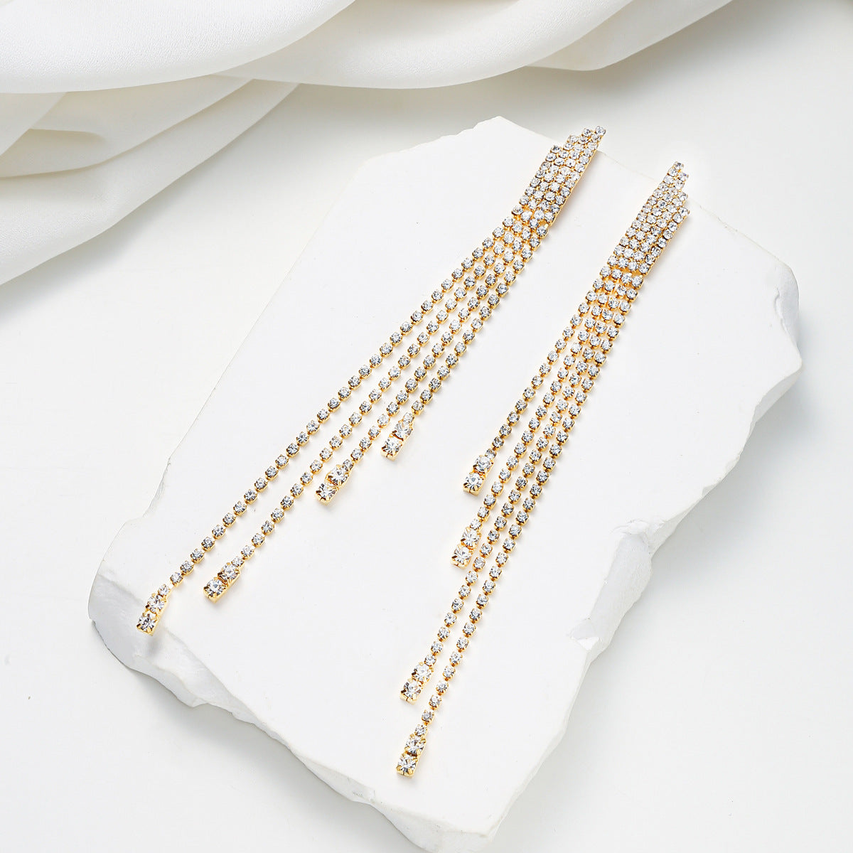 Minimalist Geometric Alloy Stud Earrings with Zircon Inlay for Women