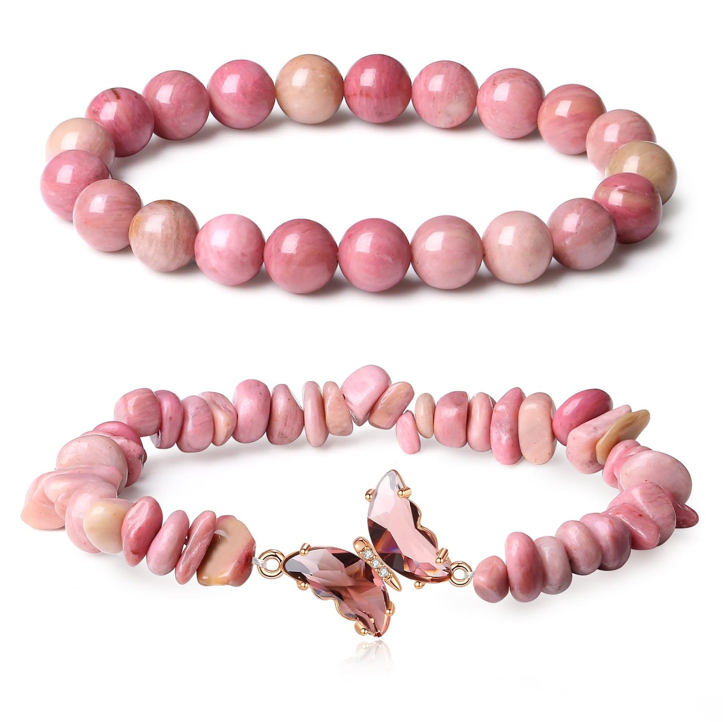 Minimalist Butterfly Geometric Crystal Charm Bar Bracelet Set