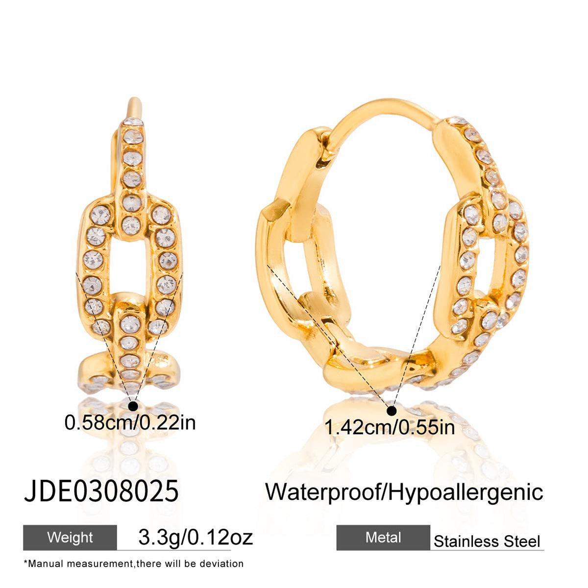 Aretes de acero inoxidable geométricos con detalles de diamantes de imitación, chapados para mujer, lujo, moda minimalista, Ear Cuffs
