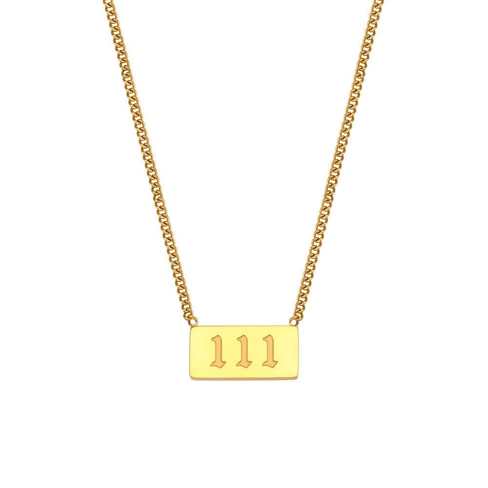 Minimalist Angel Number Pendant Necklace in Stainless Steel with Plated Finish for Women