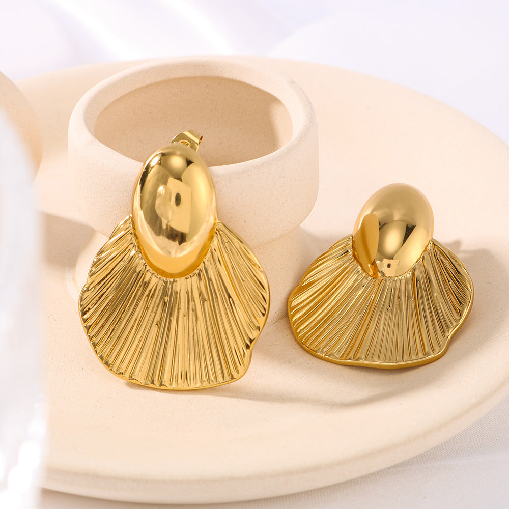 Orecchini da donna minimalisti asimmetrici geometrici in acciaio inossidabile con placcatura sottovuoto in oro 18 carati