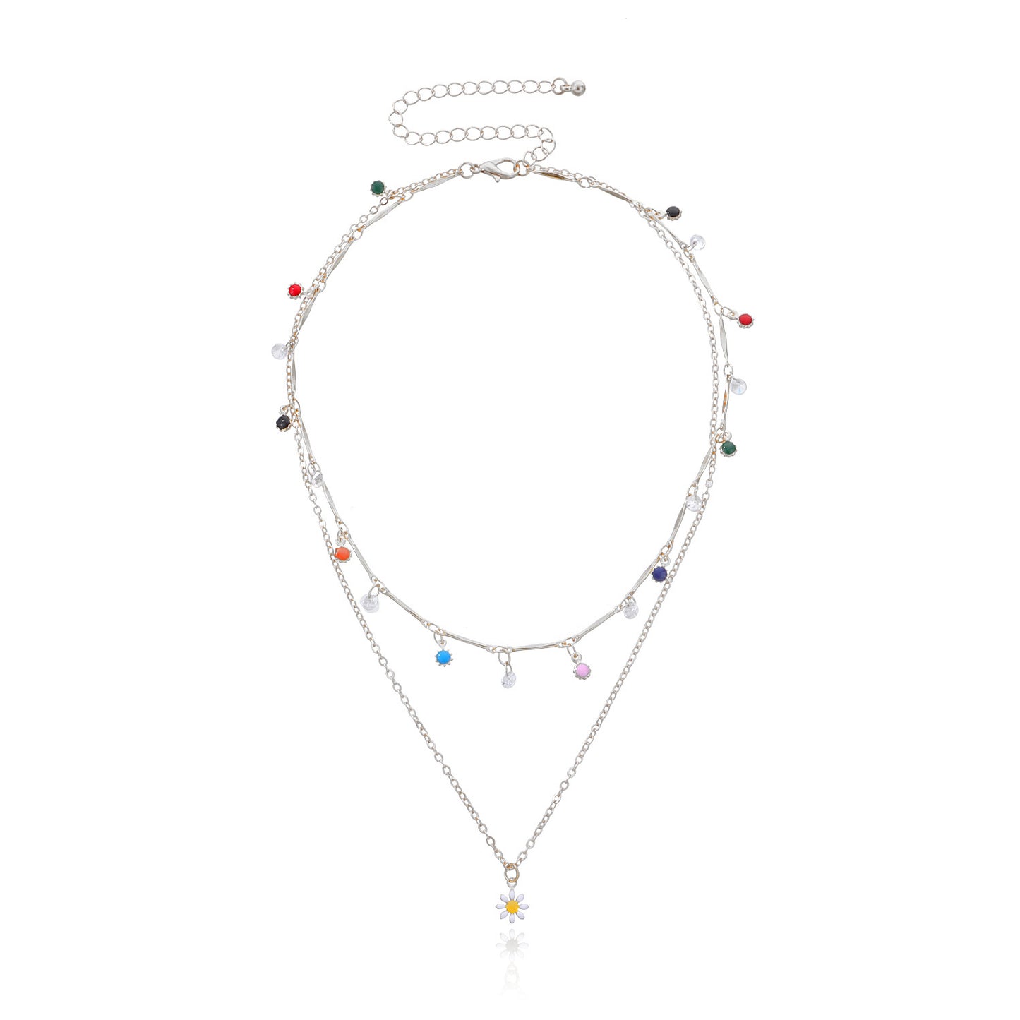 Vintage Minimalist Floral Geometric Alloy Rhinestone Pendant Necklace for Women